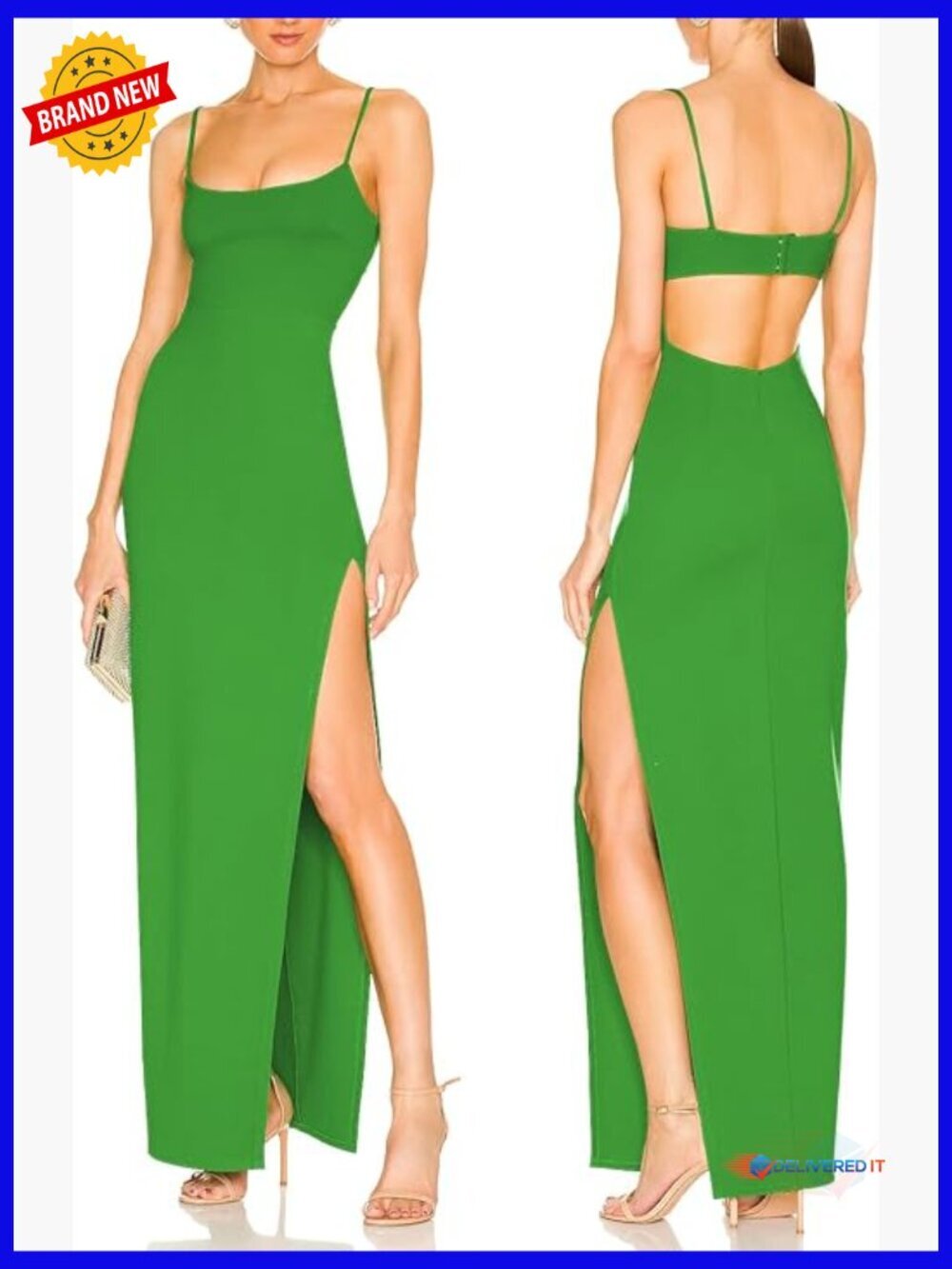 Sexy Backless Maxi Dress with Thigh High Slit Bodycon Cocktail Party